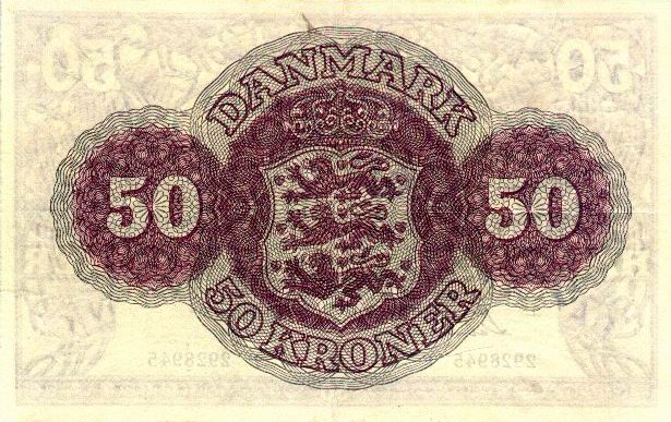 Back of Denmark p38d: 50 Kroner from 1948