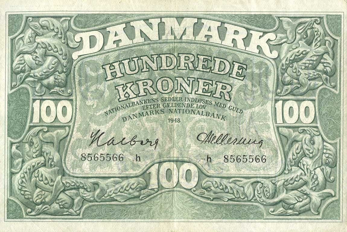 Front of Denmark p39d: 100 Kroner from 1946
