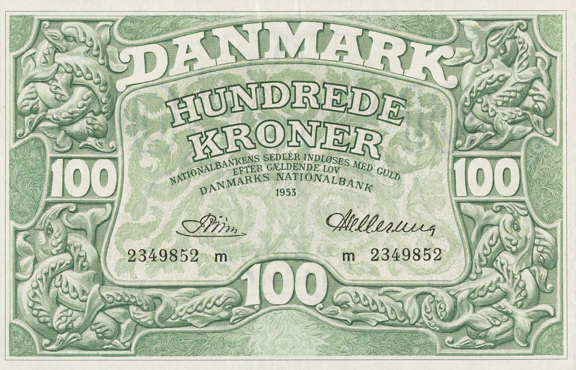 Front of Denmark p39j: 100 Kroner from 1953