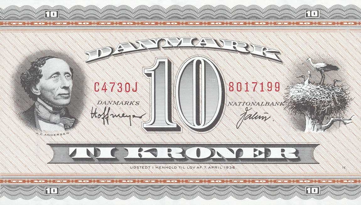 Front of Denmark p44r14: 10 Kroner from 1950