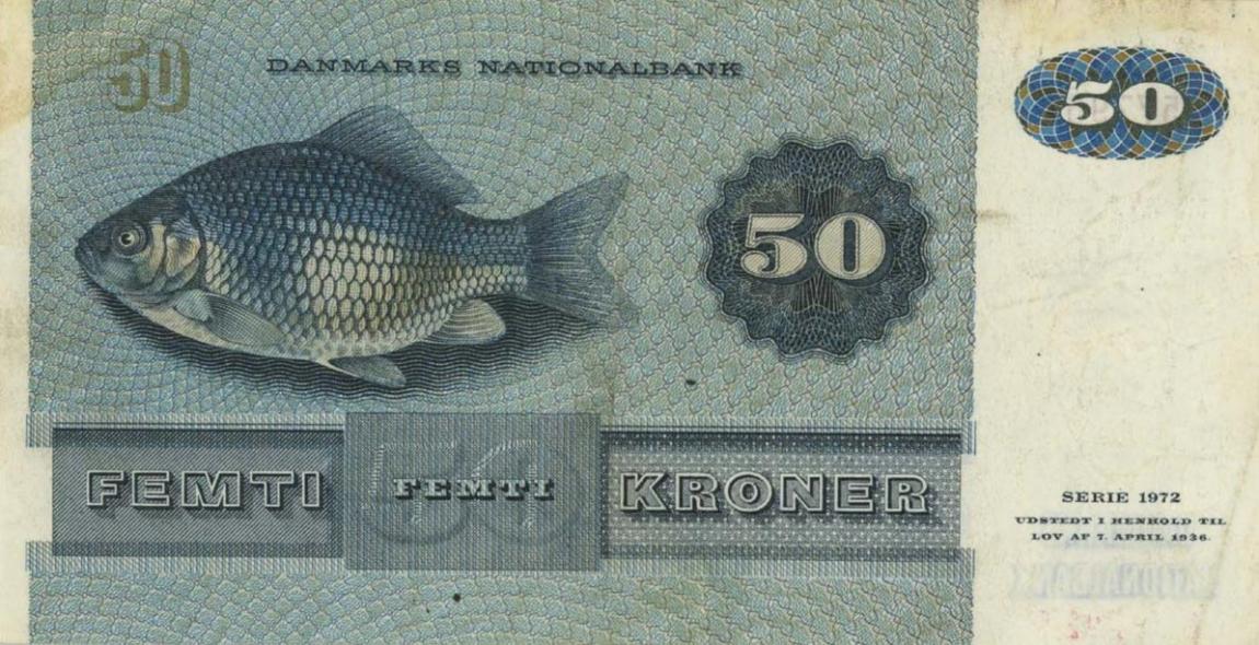 Back of Denmark p50a: 50 Kroner from 1972