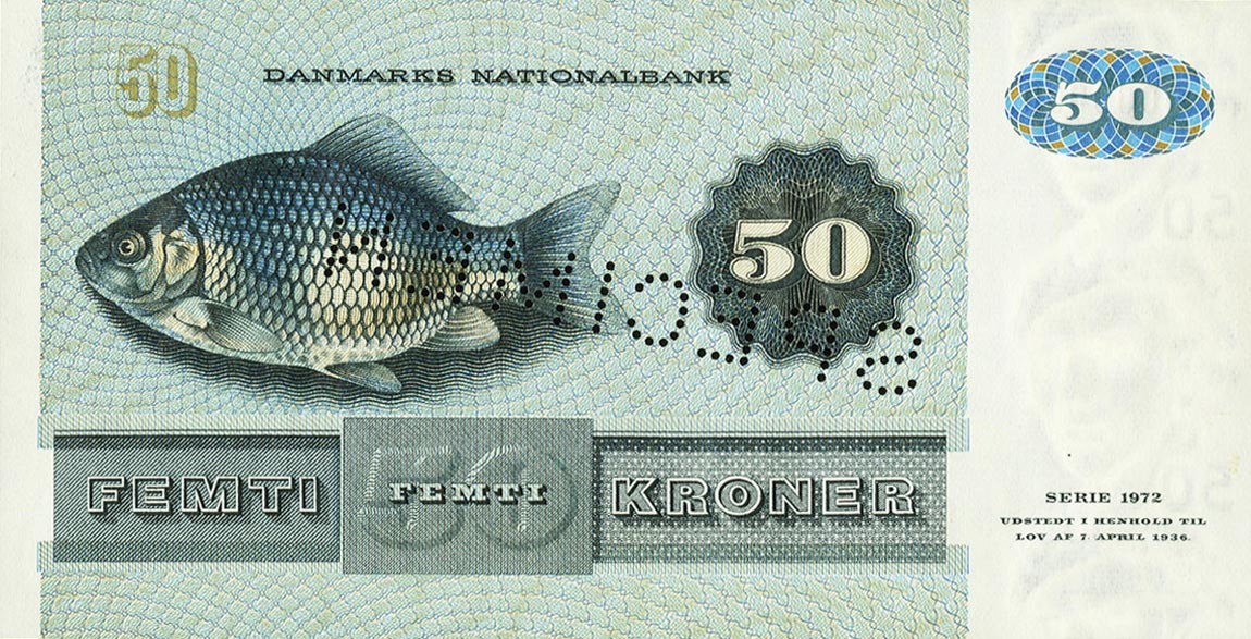 Back of Denmark p50s: 50 Kroner from 1972