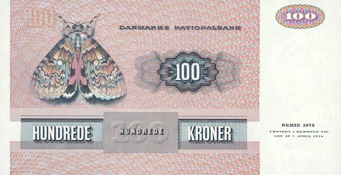 Back of Denmark p51k: 100 Kroner from 1984