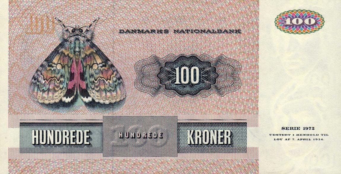 Back of Denmark p51r: 100 Kroner from 1988