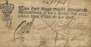 pA10 from Denmark: 1 Mark from 1713