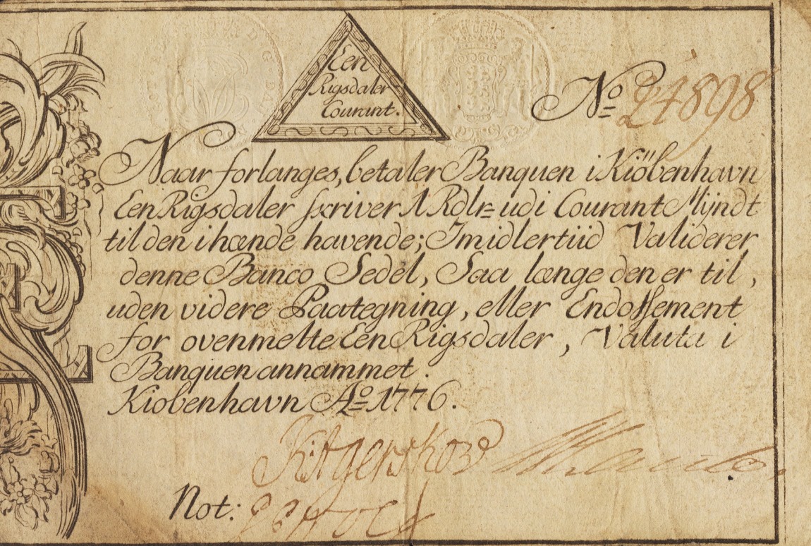 Front of Denmark pA24c: 1 Rigsdaler Courant from 1769