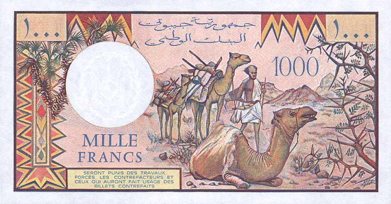 Back of Djibouti p37d: 1000 Francs from 1991
