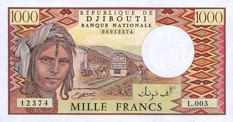 Front of Djibouti p37d: 1000 Francs from 1991
