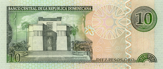 Back of Dominican Republic p168a: 10 Pesos Oro from 2002