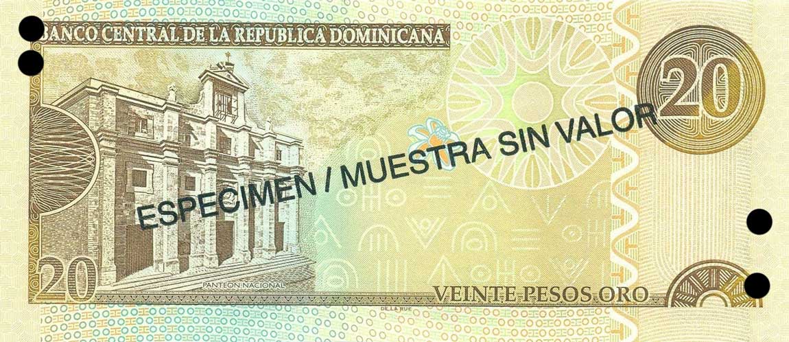 Back of Dominican Republic p169s4: 20 Pesos Oro from 2004