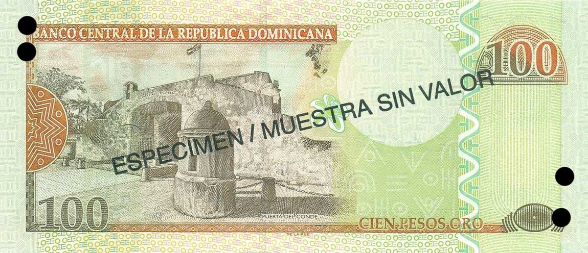 Back of Dominican Republic p171s4: 100 Pesos Oro from 2004