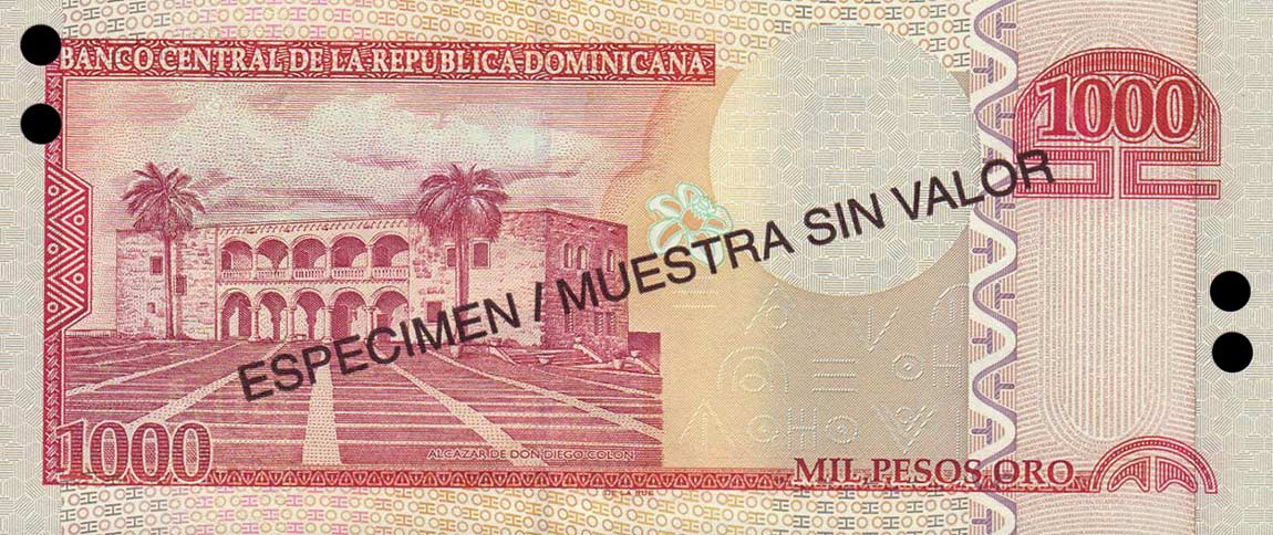 Back of Dominican Republic p173s1: 1000 Pesos Oro from 2002
