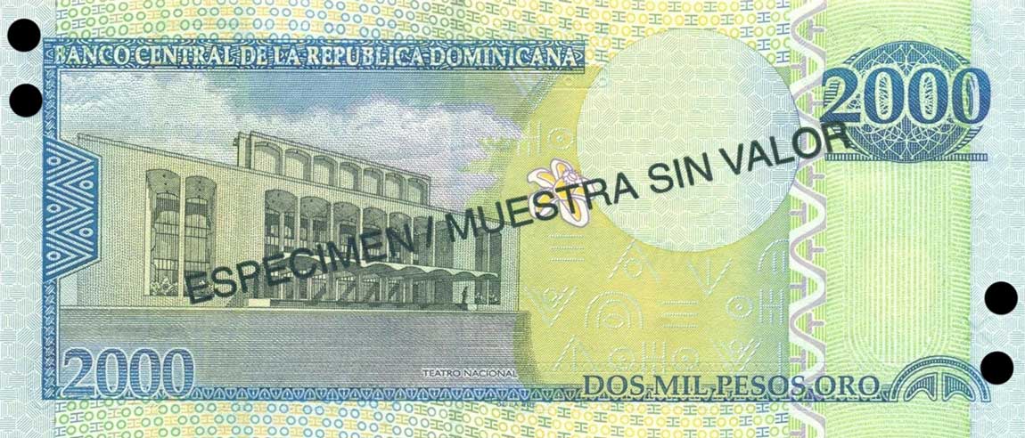 Back of Dominican Republic p174s2: 2000 Pesos Oro from 2003