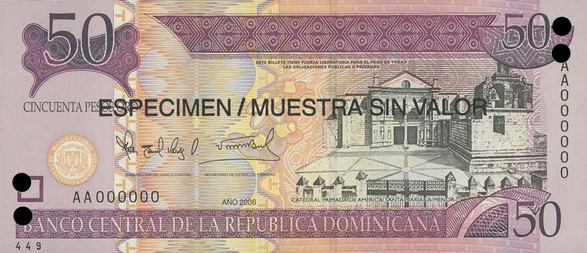 Front of Dominican Republic p176s1: 50 Pesos Oro from 2006