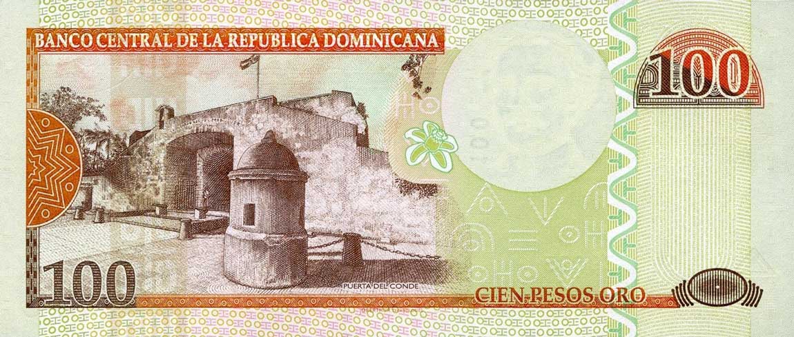 Back of Dominican Republic p177c: 100 Pesos Oro from 2010