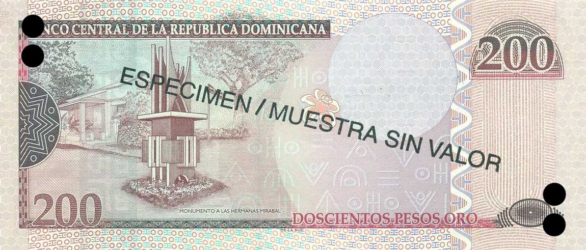 Back of Dominican Republic p178s: 200 Pesos Oro from 2007
