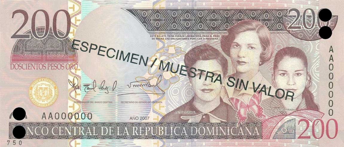 Front of Dominican Republic p178s: 200 Pesos Oro from 2007