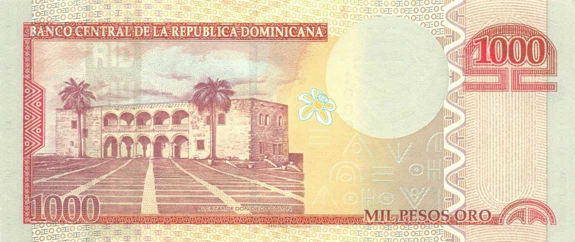 Back of Dominican Republic p180c: 1000 Pesos Oro from 2010