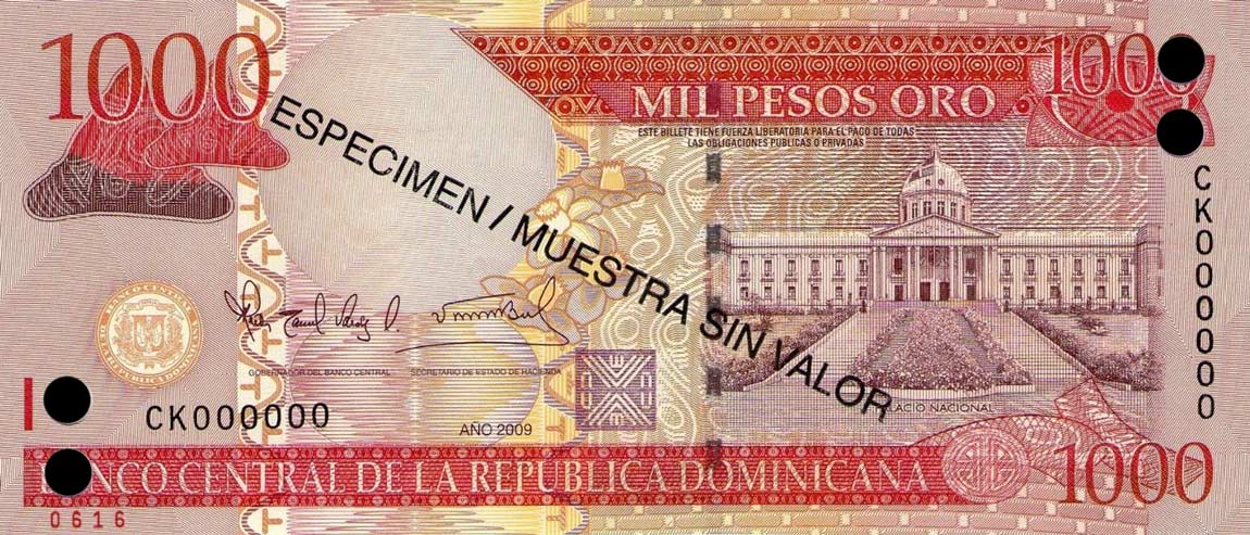 Front of Dominican Republic p180s1: 1000 Pesos Oro from 2006