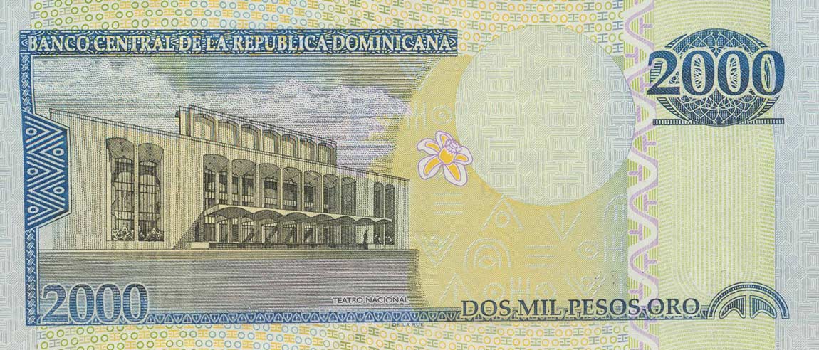 Back of Dominican Republic p181b: 2000 Pesos Oro from 2009
