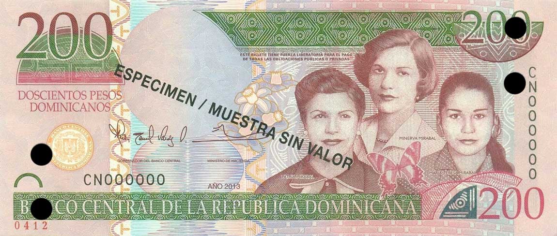 Front of Dominican Republic p185s: 200 Pesos Dominicanos from 2013