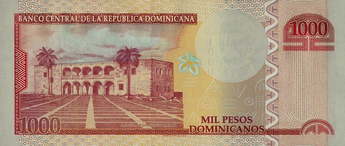 Back of Dominican Republic p187b: 1000 Pesos Dominicanos from 2012
