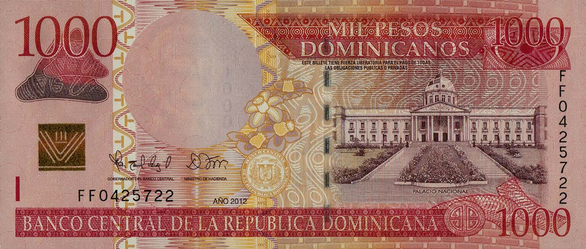 Front of Dominican Republic p187b: 1000 Pesos Dominicanos from 2012