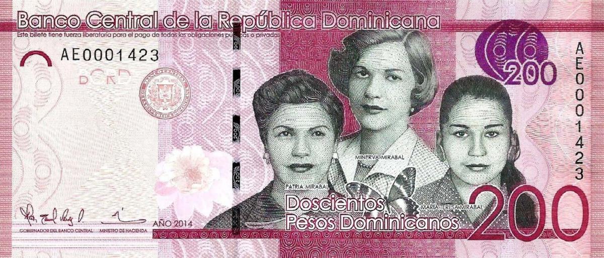 Front of Dominican Republic p191a: 200 Pesos Dominicanos from 2014