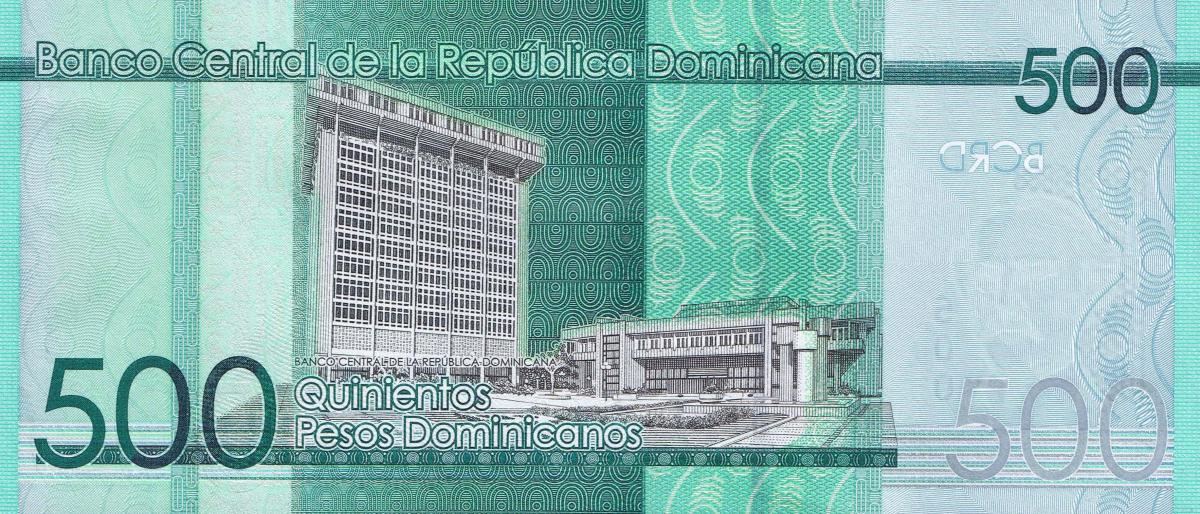 Back of Dominican Republic p192c: 500 Pesos Dominicanos from 2016