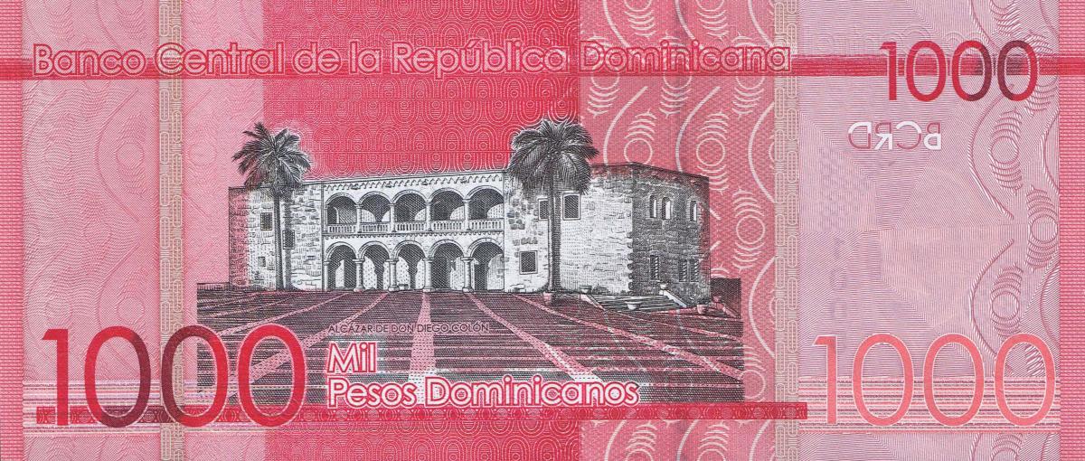 Back of Dominican Republic p193c: 1000 Pesos Dominicanos from 2016