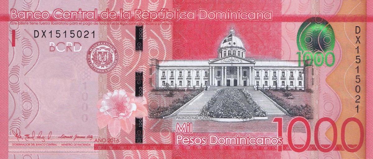 Front of Dominican Republic p193c: 1000 Pesos Dominicanos from 2016
