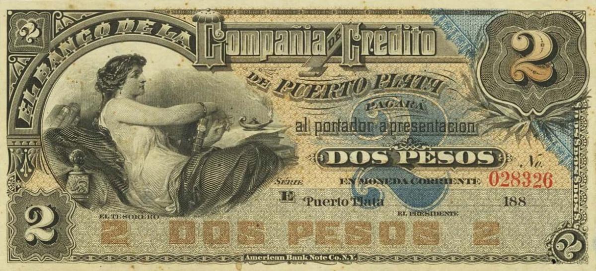 Front of Dominican Republic pS104r: 2 Pesos from 1880