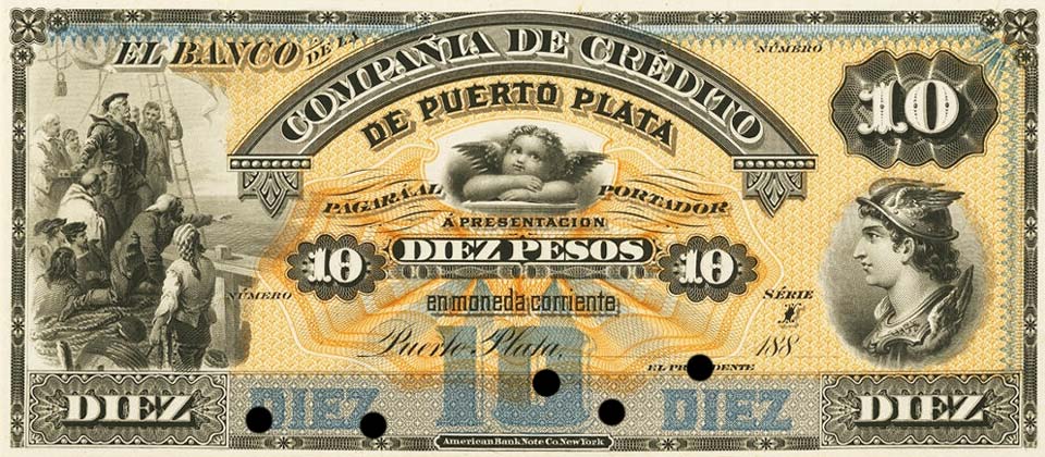 Front of Dominican Republic pS106p: 10 Pesos from 1880