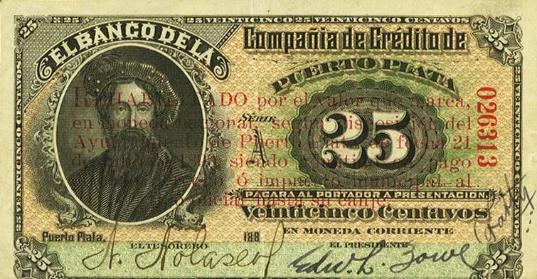 Front of Dominican Republic pS111: 25 Centavos from 1899