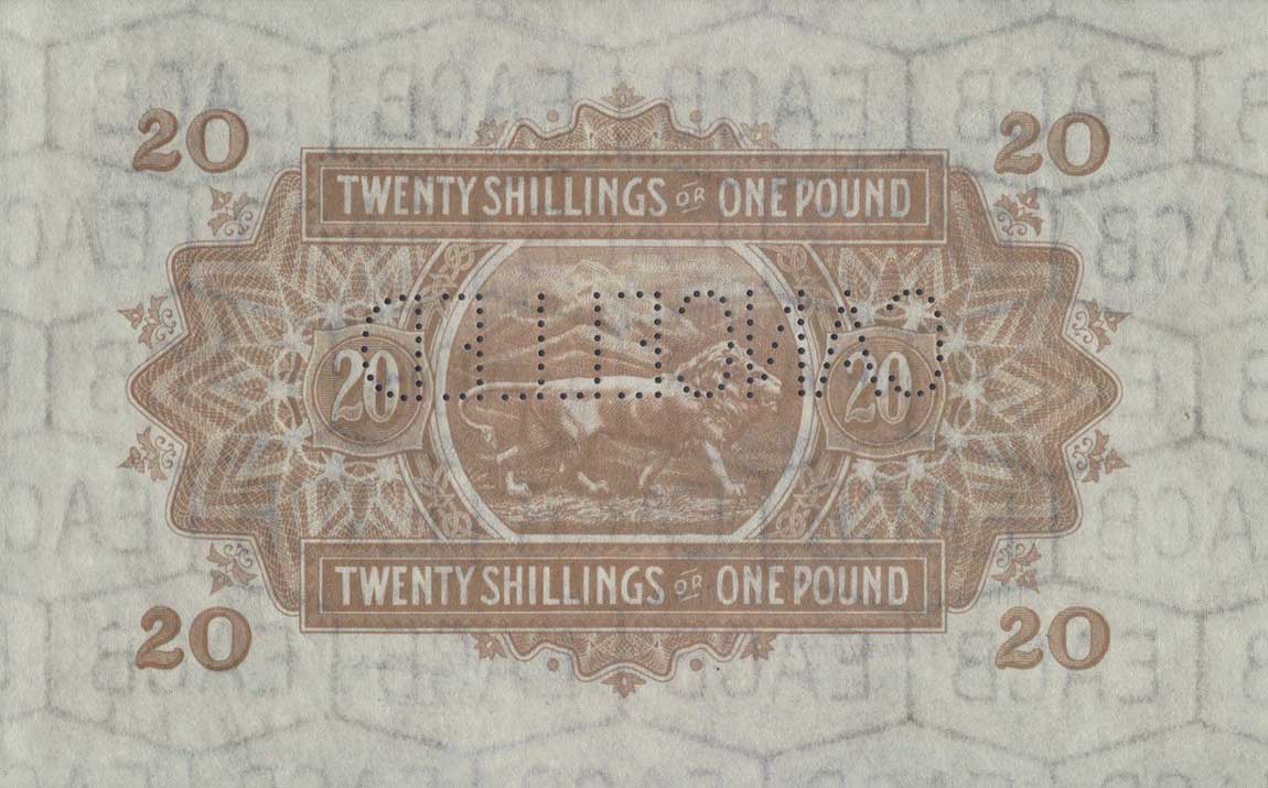 Back of East Africa p22s: 20 Shillings from 1933