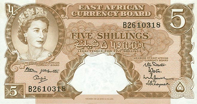 Front of East Africa p41b: 5 Shillings from 1962