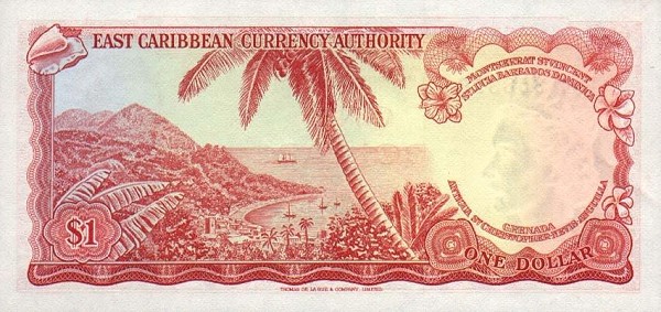Back of East Caribbean States p13b: 1 Dollar from 1965
