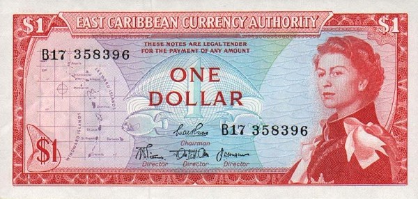 Front of East Caribbean States p13b: 1 Dollar from 1965