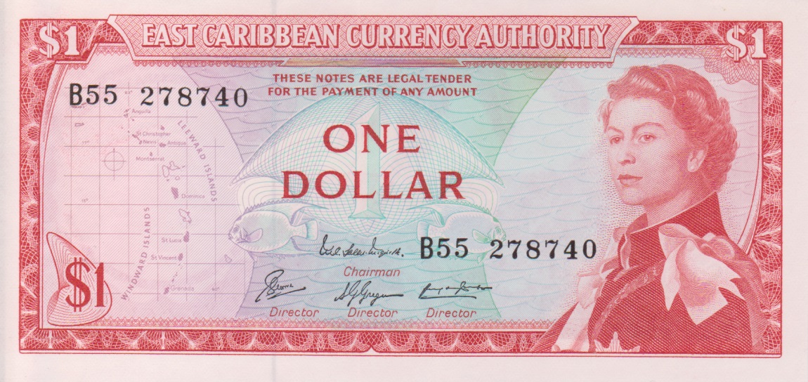 Front of East Caribbean States p13e: 1 Dollar from 1965