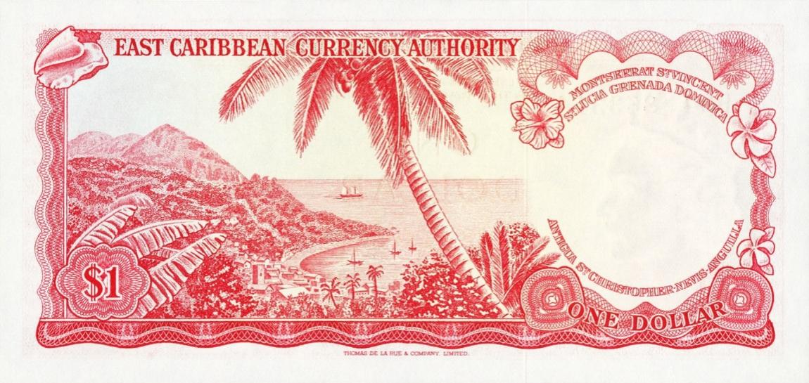 Back of East Caribbean States p13j: 1 Dollar from 1965