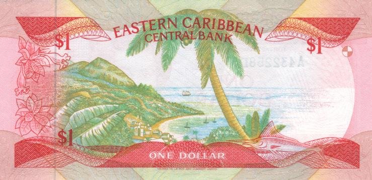 Back of East Caribbean States p17d: 1 Dollar from 1985