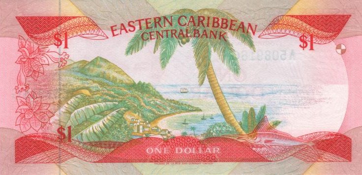 Back of East Caribbean States p17g: 1 Dollar from 1985