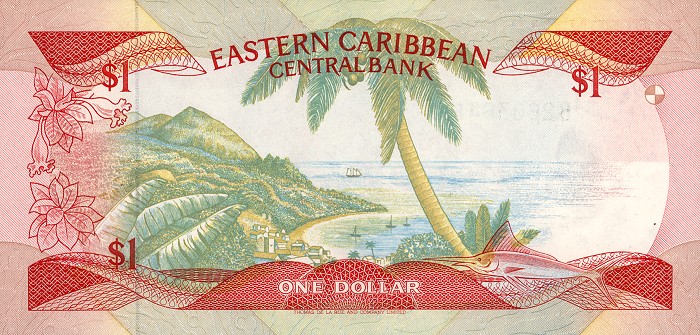 Back of East Caribbean States p17k: 1 Dollar from 1985