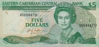 p18d from East Caribbean States: 5 Dollars from 1986
