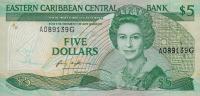 p18g from East Caribbean States: 5 Dollars from 1986