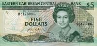 p18l from East Caribbean States: 5 Dollars from 1986
