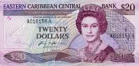 p19a from East Caribbean States: 20 Dollars from 1987