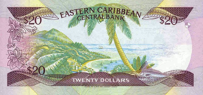 Back of East Caribbean States p19d: 20 Dollars from 1987