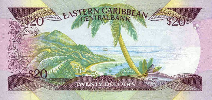 Back of East Caribbean States p19v: 20 Dollars from 1987