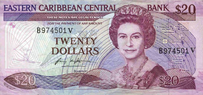 Front of East Caribbean States p19v: 20 Dollars from 1987